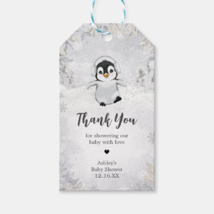 Winter Penguin Baby Shower Favour Tags
