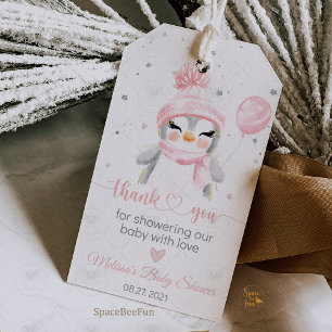 Winter Penguin baby shower  Gift Tags