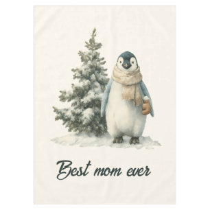 Winter Penguin “Best Mom Ever” Design Tablecloth