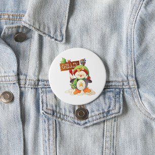 Winter Penguin & Bird Chillin Christmas Holiday  3 Inch Round Button
