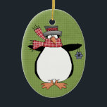 Winter Penguin Ceramic Christmas Ornament<br><div class="desc">Text can be added to this ornament to make a personalized holiday gift. If you need help,  just click on the contact link below to send the designer a personal detailed message.</div>