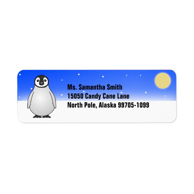 Winter Penguin Custom Return Address Labels (Front)