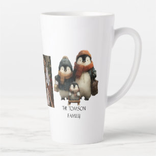 Winter Penguin Family Personalized Design Latte Mug