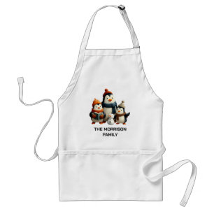 Winter Penguin Family with Snowman Standard Apron