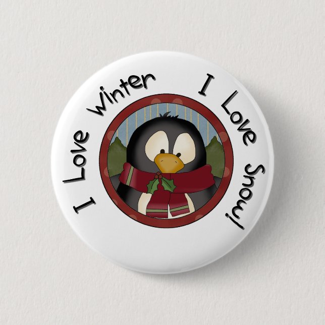 Winter Penguin Holiday Tshirts and Gifts 2 Inch Round Button (Front)