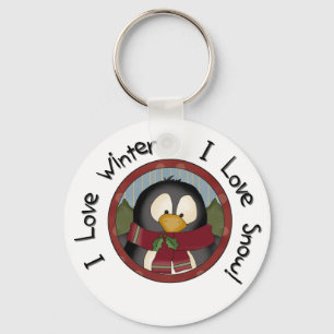 Winter Penguin Holiday Tshirts and Gifts Keychain