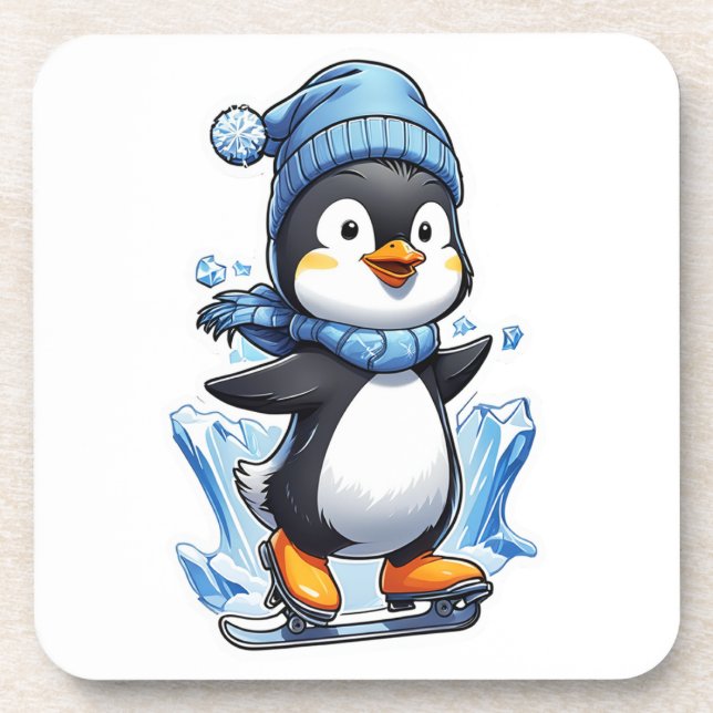 Winter Penguin Ice Staking Coaster (Front)
