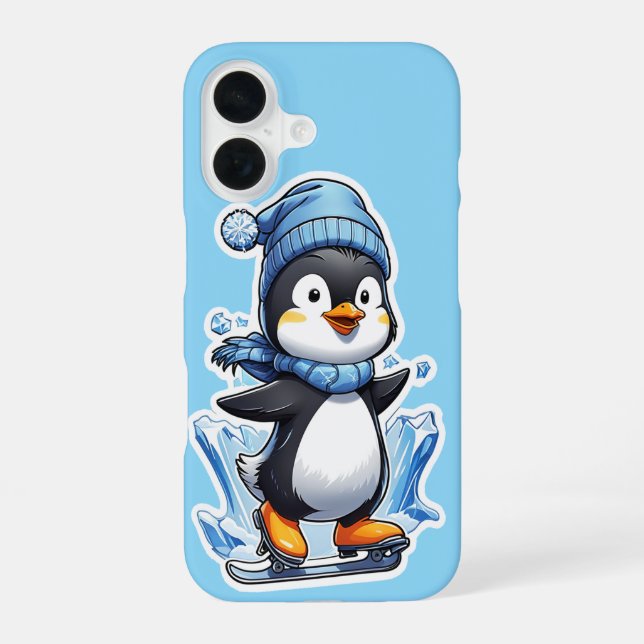 Winter Penguin Ice Staking iPhone Case (Back)