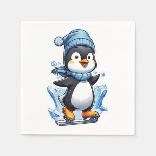 Winter Penguin Ice Staking Napkin