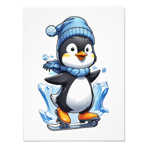 Winter Penguin Ice Staking Photo Print