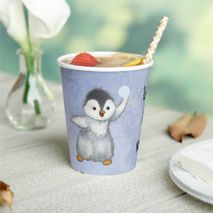 winter penguin  paper cups