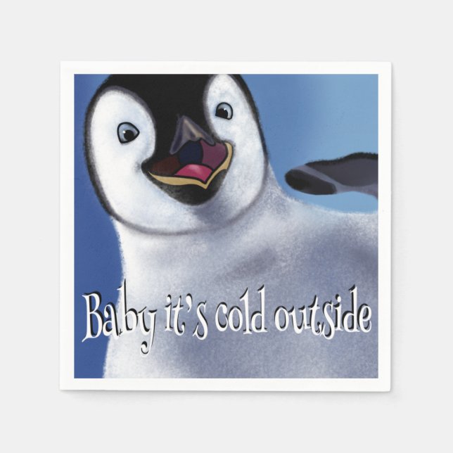 Winter Penguin Paper Napkin (Front)
