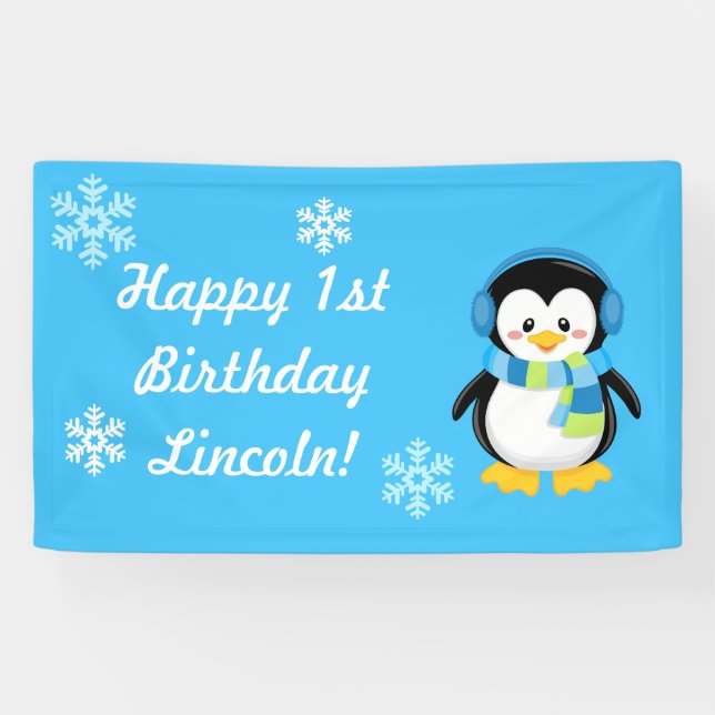 Winter Penguin Party Banner (Horizontal)
