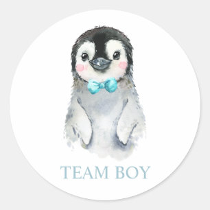 Winter Penguin Team BOY Gender Reveal Game Label