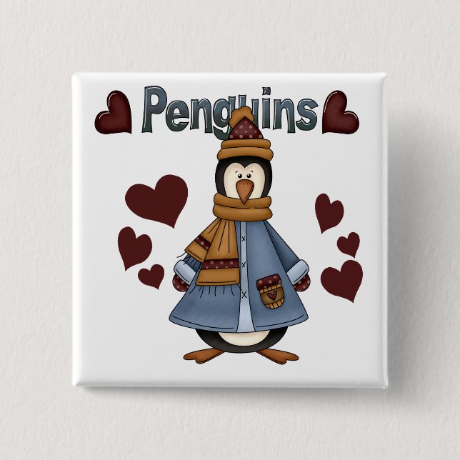 Winter Penguin Tshirts and Gifts 2 Inch Square Button (Front)