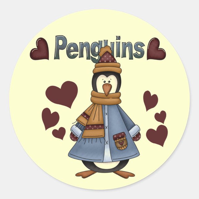 Winter Penguin Tshirts and Gifts Classic Round Sticker (Front)