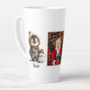Winter Penguin with Snowman Design Latte Mug