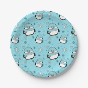 Winter Penguins Paper Plates 7"