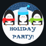 Winter Penguins Party Sticker<br><div class="desc">Cute little sticker matches our party invitation and looks great sealing your envelopes!</div>