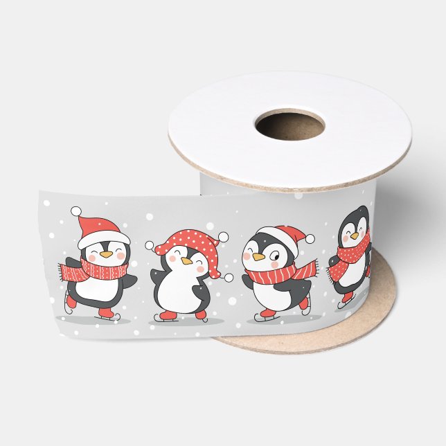 Winter Penguins Satin Ribbon (Spool)