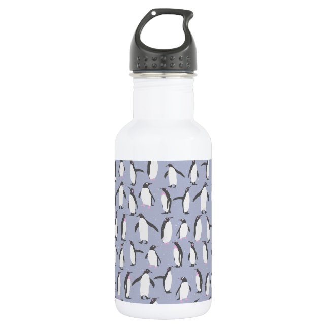 Winter Penguins seamless pattern + your ideas 532 Ml Water Bottle (Front)