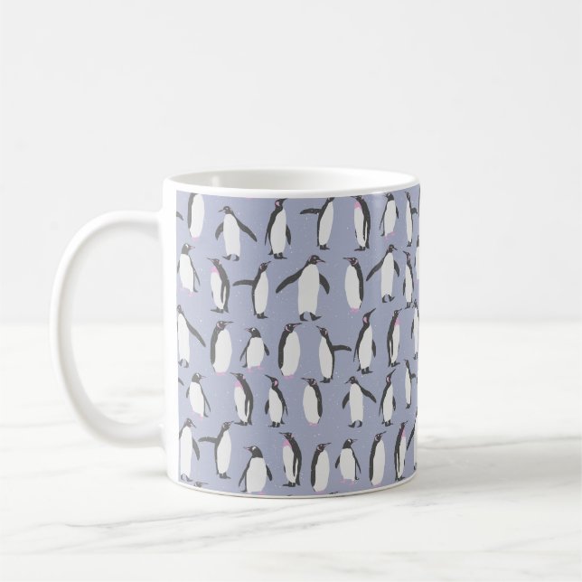 Winter Penguins seamless pattern + your ideas Coffee Mug (Left)
