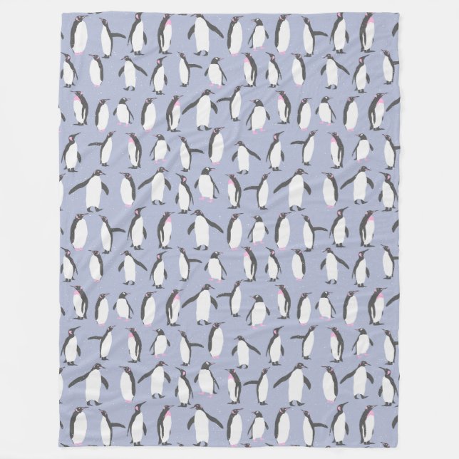 Winter Penguins seamless pattern + your ideas Fleece Blanket (Front)