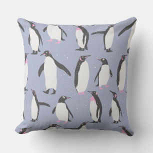 Winter Penguins seamless pattern + your ideas Throw Pillow