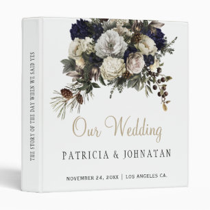 Winter peonies elegant bouquet wedding album binder
