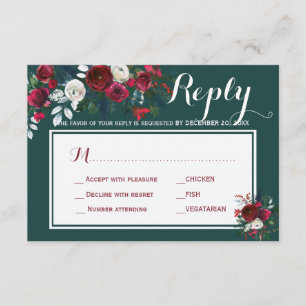 Winter peonies wedding response meal choice RSVP