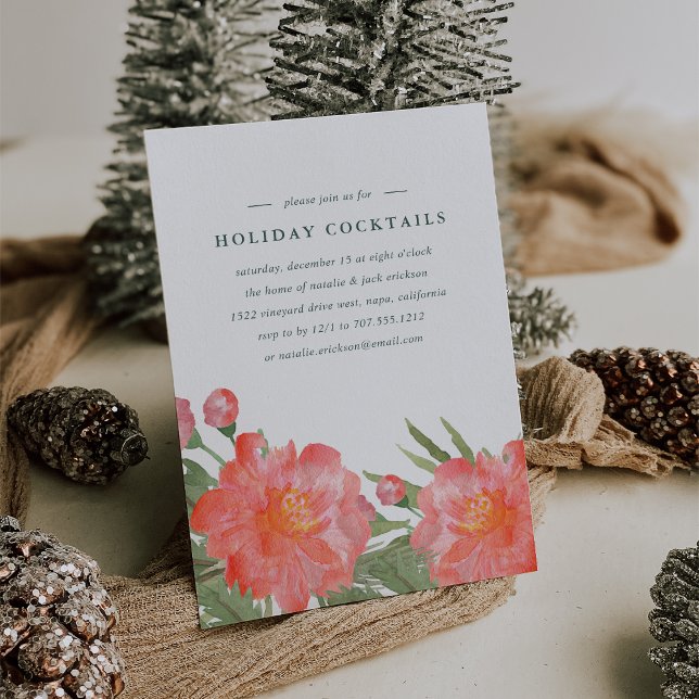 Winter Peony Holiday Cocktail Party Invitation (Créateur téléchargé)