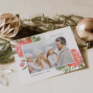 Winter Peony   Holiday Photo Card