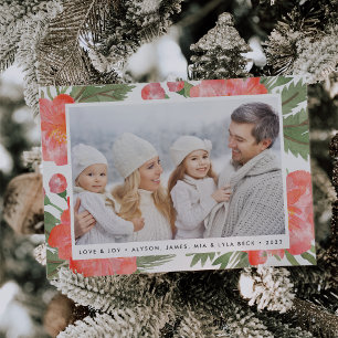 Winter Peony Holiday Photo Card