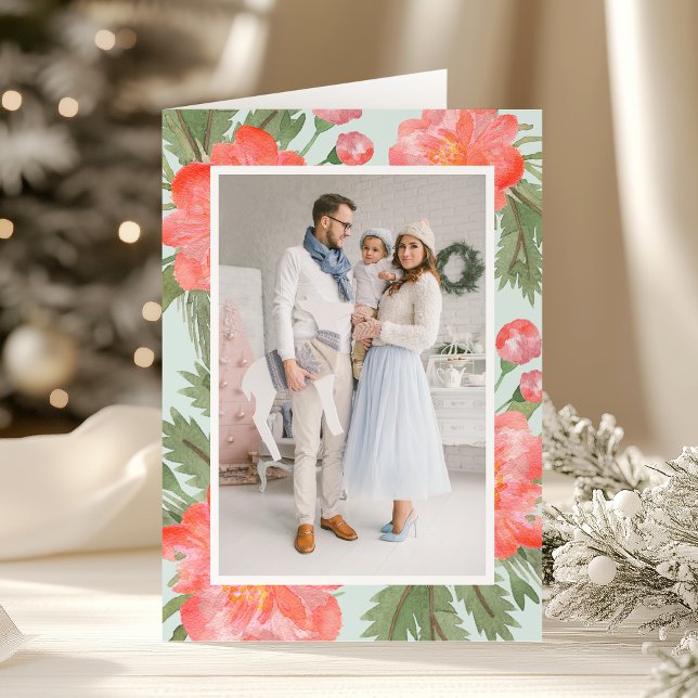 Winter Peony | Holiday Photo Folded Card (Creator Uploaded)