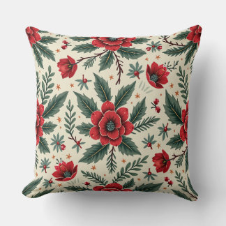 Winter Petals Throw Pillow