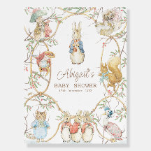 Winter Peter the Rabbit Baby Shower Welcome Sign