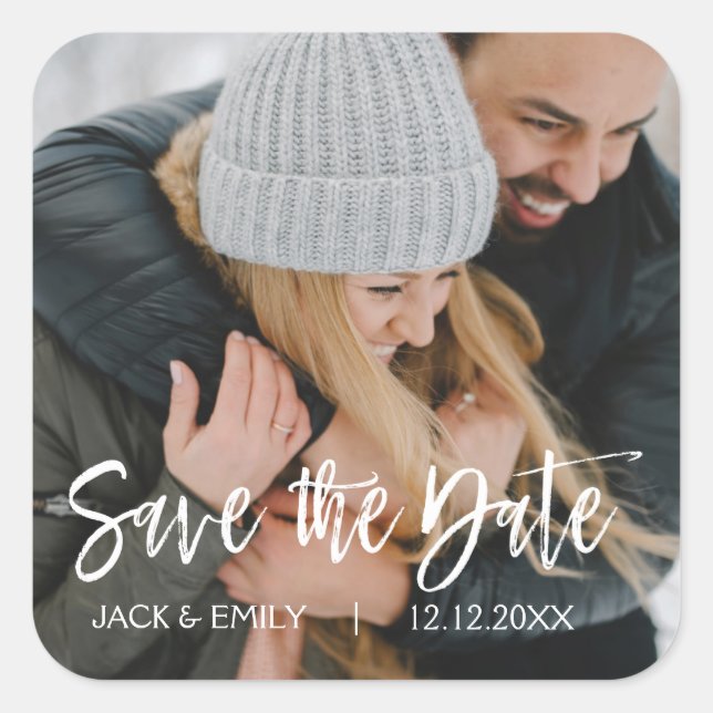 Winter Photo Save the Date Wedding Sticker (Front)