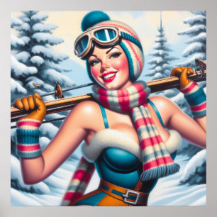 Winter Pin-up Girl Poster