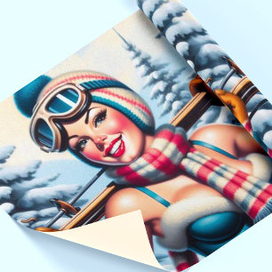 Winter Pin-up Girl Wrapping Paper