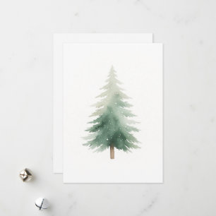 Winter Pine Christmas Tree Watercolor Holiday Card