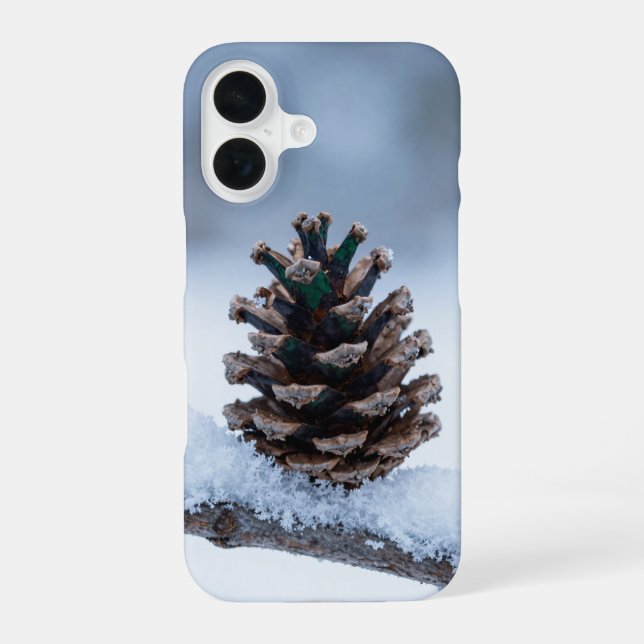 Winter Pine Cone Snowy Branch Phone Case (Back)