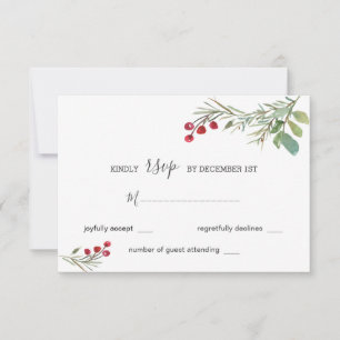 Winter Pine Cones Berry Wedding RSVP Card