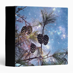 Winter Pine Cones under a starry night sky Binder