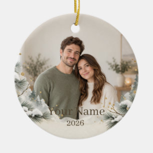 Winter Pine Custom Photo Ornament