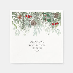 Winter Pine Evergreen Baby Shower Napkin