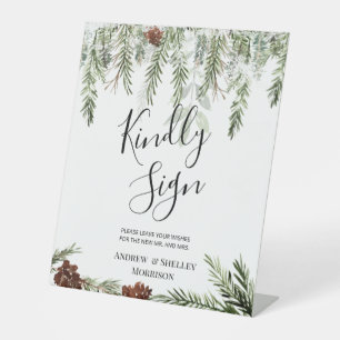 Winter Pine Kindly Sign Wedding Guest Book