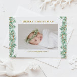 Winter Pine Needles Garland Photo Merry Christmas Holiday Postcard<br><div class="desc">Merry Christmas! Send your festive wishes to family and friends with this greenery theme Christmas postcard. It features watercolor pine needles garland and classic typography. Personalize by adding names,  photo,  message and other details. This pine needles Christmas card is available in a variety of cardstock.</div>
