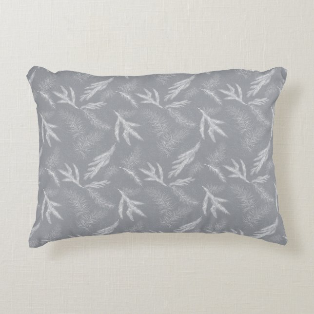 Winter Pine on Grey Accent Pillow (Front)