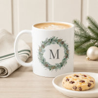Winter Pine Pinecone Wreath Monogram
