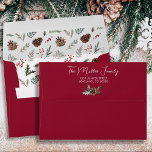 Winter Pine Red Christmas Card Return Address Envelope<br><div class="desc">Make your Holidays even more enchanting with our Winter Pine Christmas Card Return Address envelopes. With a beautiful watercolor design featuring pine cones,  greenery and holly berries,  these envelopes will be the perfect finishing touch to your Christmas card.</div>